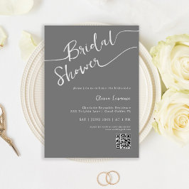 手書きスクリプトQRブライダルシャワー招待状 招待状