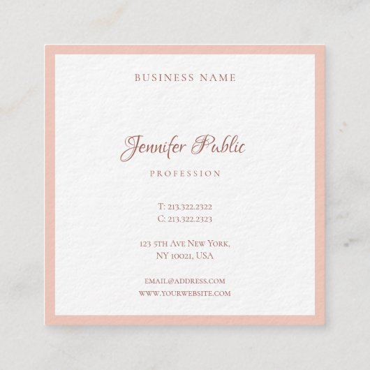 手書きスクリプモダントエレガントテンプレートプレミアムシック スクエア名刺 (裏面)