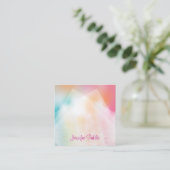 手書きスクリプモダントカラフル抽象芸術 スクエア名刺 (スタンド正面)