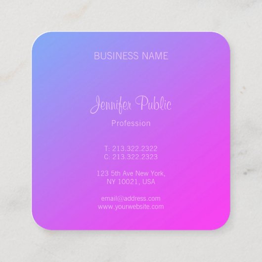 手書きスクリプモダントテンプレートエリートデザイン スクエア名刺 (裏面)