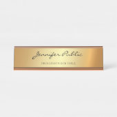 手書きスクリプモダント金ゴールドグラマーテンプレート デスクネームプレート (正面)