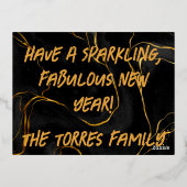 手書きスクリプモダント金ゴールド新年 箔シーズンポストカード (裏面)