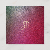 手書きスクリプモダントEliteグリッターテンプレート スクエア名刺 (正面)