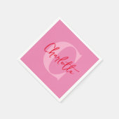 手書きスクリプ予測できなトWhimsyピモノグラムのンク スタンダードカクテルナプキン (角)