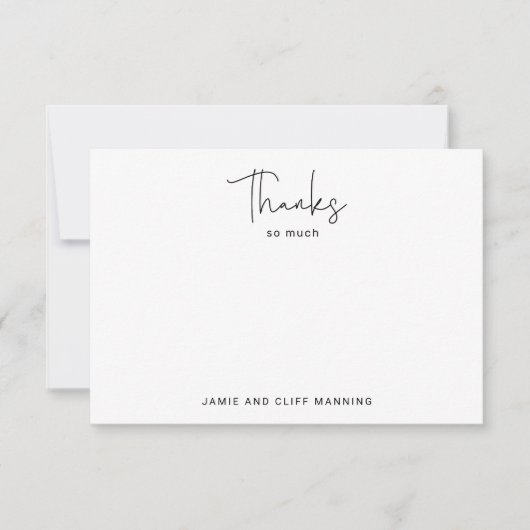 手書きスクリプ感謝していトの多くの白黒 ノートカード (正面)
