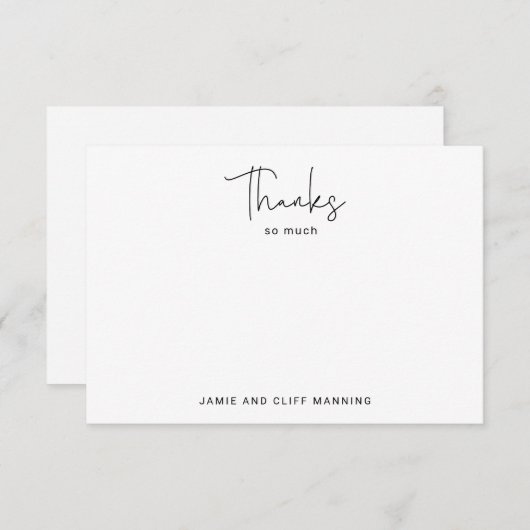 手書きスクリプ感謝していトの多くの白黒 ノートカード (正面/裏面)