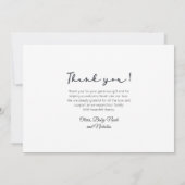 手書きスクリプ生まれたばかりのトベビー写真ありがとう サンキューカード (裏面)