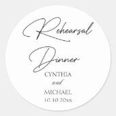 手書きスクリプ結婚トのリハーサルディナー ラウンドシール (正面)