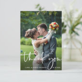 手書きスクリプ結婚トの写真サンキューカード サンキューカード (スタンド正面)
