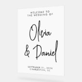 手書きスクリプ結婚トの歓迎 アクリルサイン (傾斜)