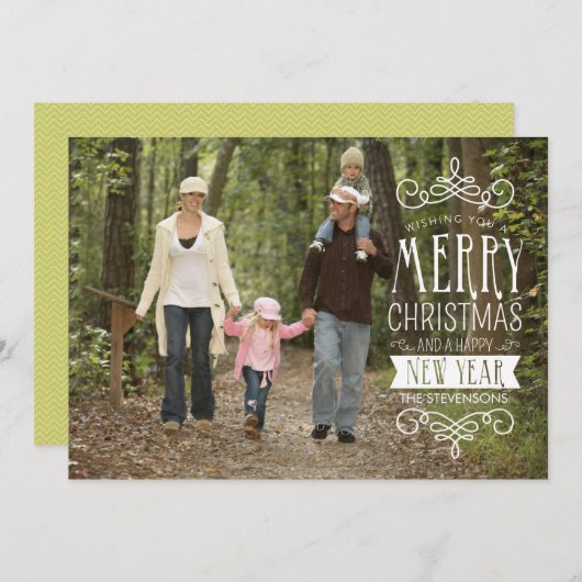 手書きスケッチバナー休日フォトグリーティングカード シーズンカード (正面/裏面)