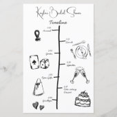 手書きスケッチブライダルシャワーのタイムラインメニュー (正面)
