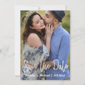 手書きスタイリッシュの2枚の写真が日付カードを保存 ノートカード (正面)