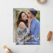 手書きスタイリッシュの2枚の写真が日付カードを保存 ノートカード (正面/裏面インサイチュ)