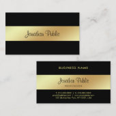 手書きスタイリッシュスクリプトグラモールブラック金ゴールドルクセ 名刺 (正面/裏面)