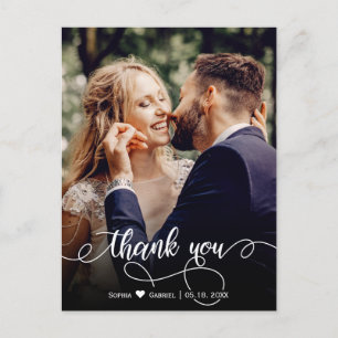 手書きスタイリッシュスクリプ結婚トの写真ありがとう ポストカード