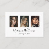 手書きスタイリッシュメイクアップとヘア3枚の写真 名刺 (正面)