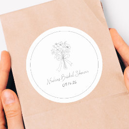 手書きスタイルカジュアルフローラクールブライダルシャワー ラウンドシール