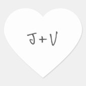 手書きスタイルカップルのイニシャル封筒用シール ハートシール (正面)