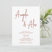 手書きスタイルスクリプト結婚Terracotta 招待状 (スタンド正面)