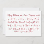 手書きスタイルミニマリスト白と赤結婚の 招待状 (正面)