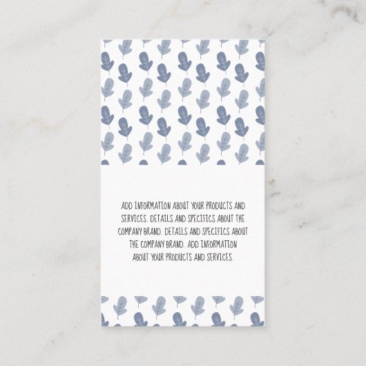 手書きスタイルモノグラム |リーフパターン 名刺 (裏面)