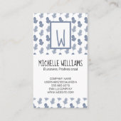 手書きスタイルモノグラム |リーフパターン 名刺 (正面)