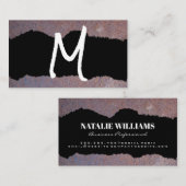 手書きスタイルモノグラム | 金属さび裂き 名刺 (正面/裏面)