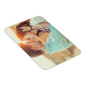 手書きスタイル日付の結婚写真を保存 マグネット (右側)