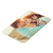 手書きスタイル日付の結婚写真を保存 マグネット (左側)