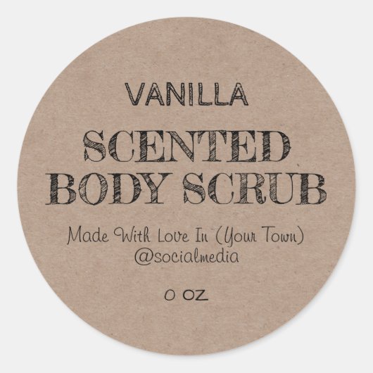 手書きスタイル製品ラベル ラウンドシール (正面)