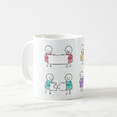 手書きスティックマンコーヒーマグセット コーヒーマグカップ (正面左)