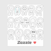 手書きスティック図ステッおもしろいクマン反応 シール (シート)