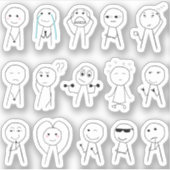 手書きスティック図ステッおもしろいクマン反応 シール (正面)