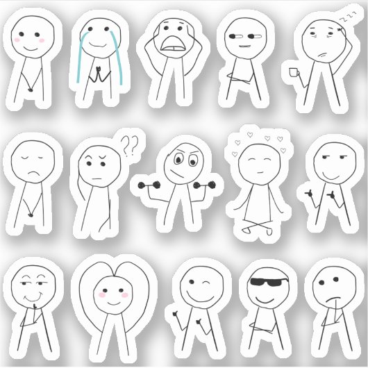 手書きスティック図ステッおもしろいクマン反応 シール (正面)