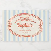 手書きストライプブライダルシャワー スパークリングワインラベル (シングルラベル)