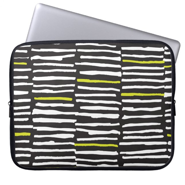 手書きストライプヴィンテージ：パターン。 ラップトップスリーブ (正面)