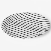 手書きストライプ紙白黒プレート ペーパープレート (アングル)