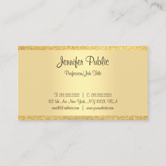 手書きスモダンクリプト金ゴールドグリッターテンプレート 名刺 (裏面)