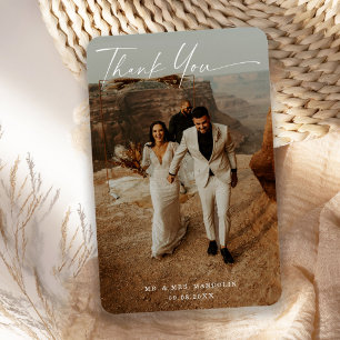 手書きス結婚クリプトの写真サンキューカード マグネット