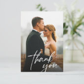 手書きス結婚クリプトの2枚の写真 サンキューカード (スタンド正面)