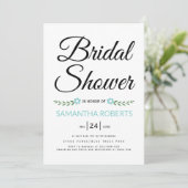 手書きタイポグラフィアクア結婚ブライダルシャワー 招待状 (スタンド正面)