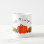 手書きタイポグラフィパンプキ葉ン感謝祭 コーヒーマグカップ (中央)