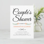 手書きタイポグラフィピーチ結婚ブライダルシャワー 招待状 (スタンド正面)