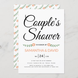 手書きタイポグラフィピーチ結婚ブライダルシャワー 招待状