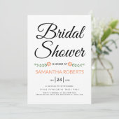 手書きタイポグラフィピーチ結婚ブライダルシャワー 招待状 (スタンド正面)