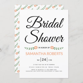 手書きタイポグラフィピーチ結婚ブライダルシャワー 招待状