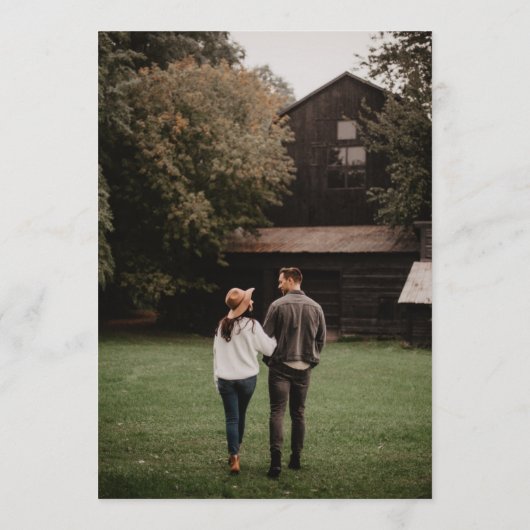 手書きタイポグラフィホワイトオーバーレイ写真 セーブザデート (裏面)