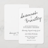 手書きタイポグラフィモダン結婚式招待状 招待状 (正面/裏面)