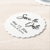 手書きタイポグラフィ日付を保存する白黒 ペーパーコースター (アングル)